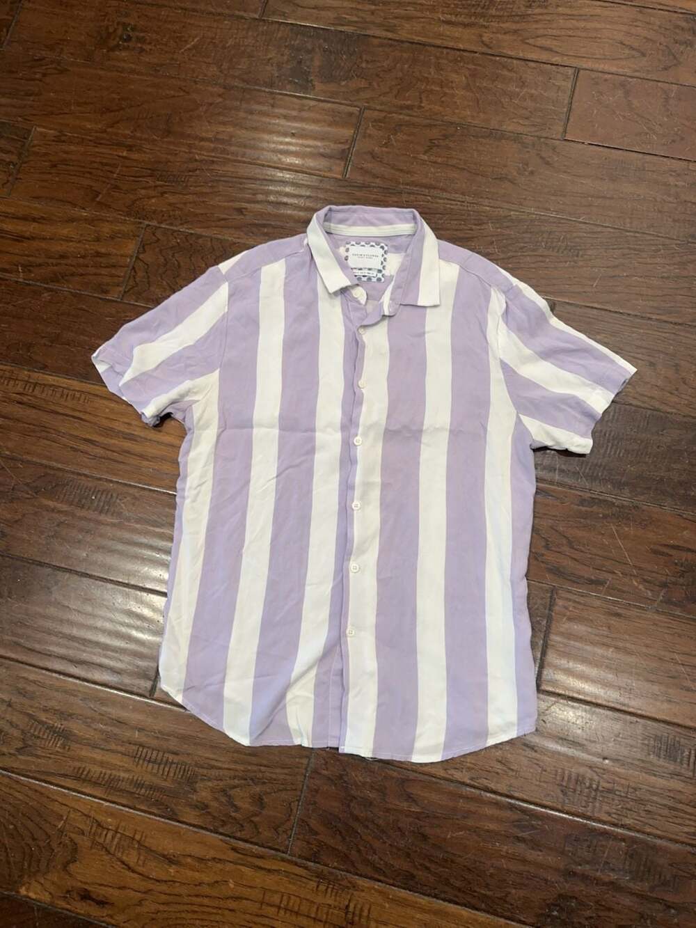 Denim & Flower Ricky Singh Womens Short Sleeve Striped Button Down Shirt Size M